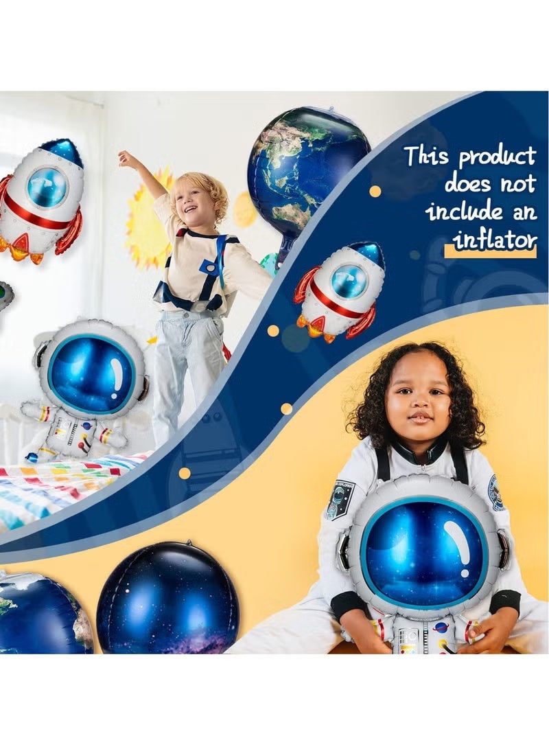Ruili Galaxy Space Balloons, 7 Pcs Large Outer Space Cartoon Balloons, Inflatable Rocket Astronaut Earth Spaceship Foil Planet Balloons, Space Party Supplies for Birthday Party Baby Shower - Image 3